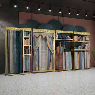 成品窗帘布艺吊卡展示架落地式家纺布料样品货架展厅大样架可移动