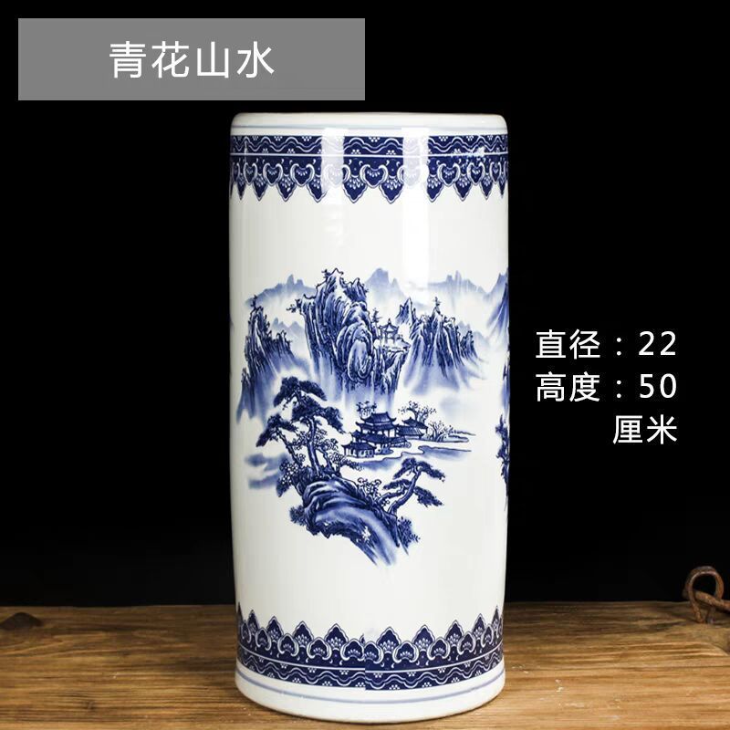 景德镇大花瓶书画卷轴字画缸瓷器青花箭筒帽筒放伞筒陶瓷客厅摆件