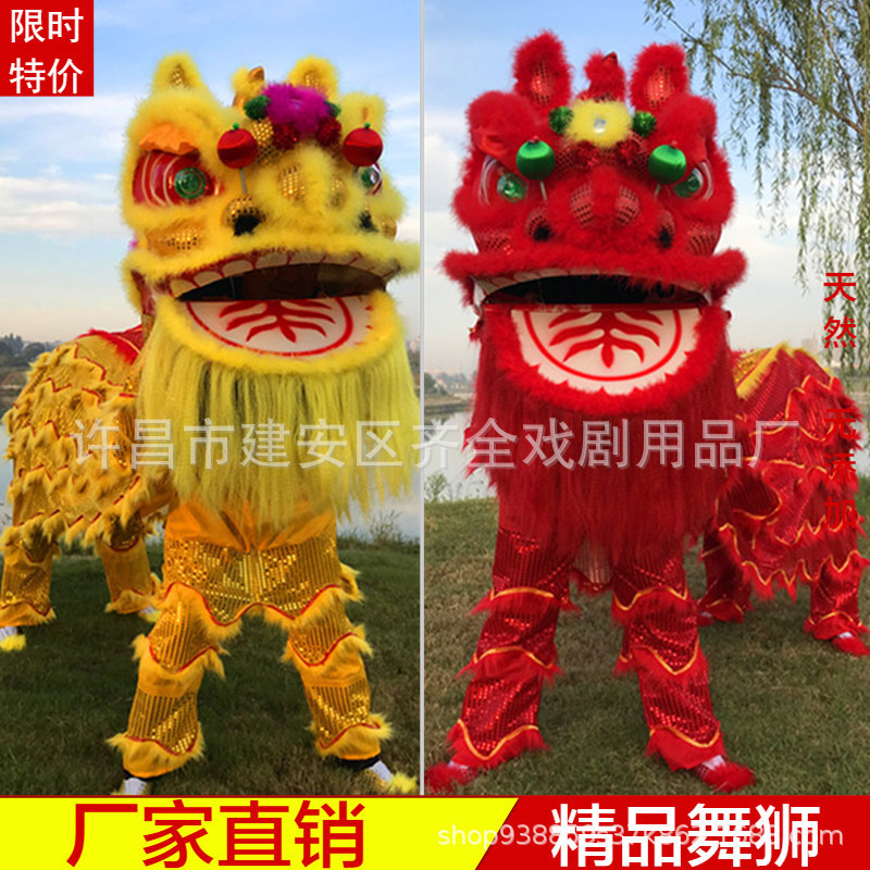 新款舞狮道具整套南狮双人舞狮子龙醒狮成人服装狮头套装