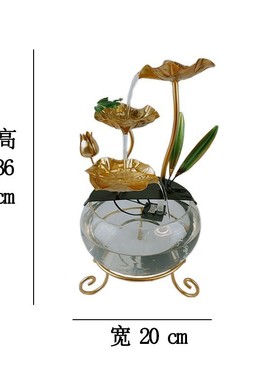 创意玻璃金鱼缸客厅桌面循环养鱼盆小型家用招财鱼缸迷你流水摆件