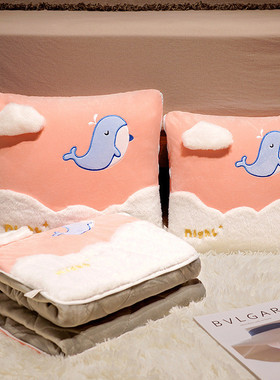 7yx批发抱枕被子两用新款午睡毯子二合一车内加厚毛毯汽车折叠枕