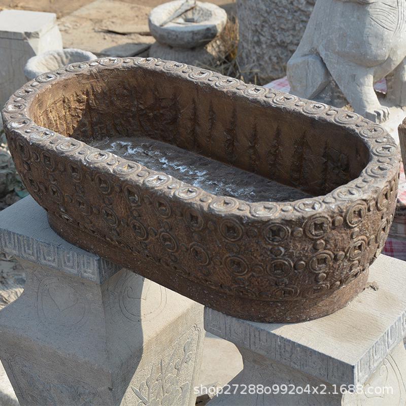 青家老石槽老马槽仿古厂石槽流水摆件民间老石槽养鱼池可