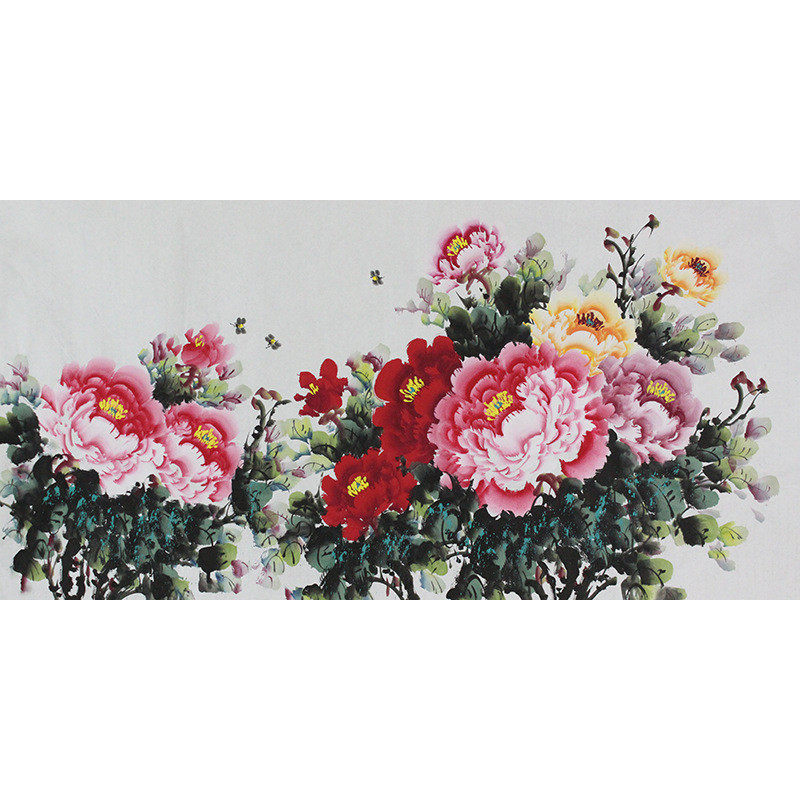 四尺纯手绘国画书画中国风写意牡丹花开富贵画芯客厅批发装饰画