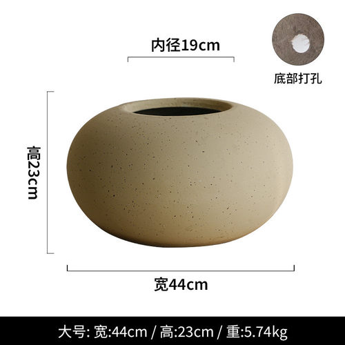 简约创意椭圆形镁泥花盆室内阳台插花装饰花器客厅绿植盆栽摆设