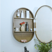 北欧智能浴室镜柜椭圆实木带灯卫生间厕所洗手间壁挂圆镜子挂墙式
