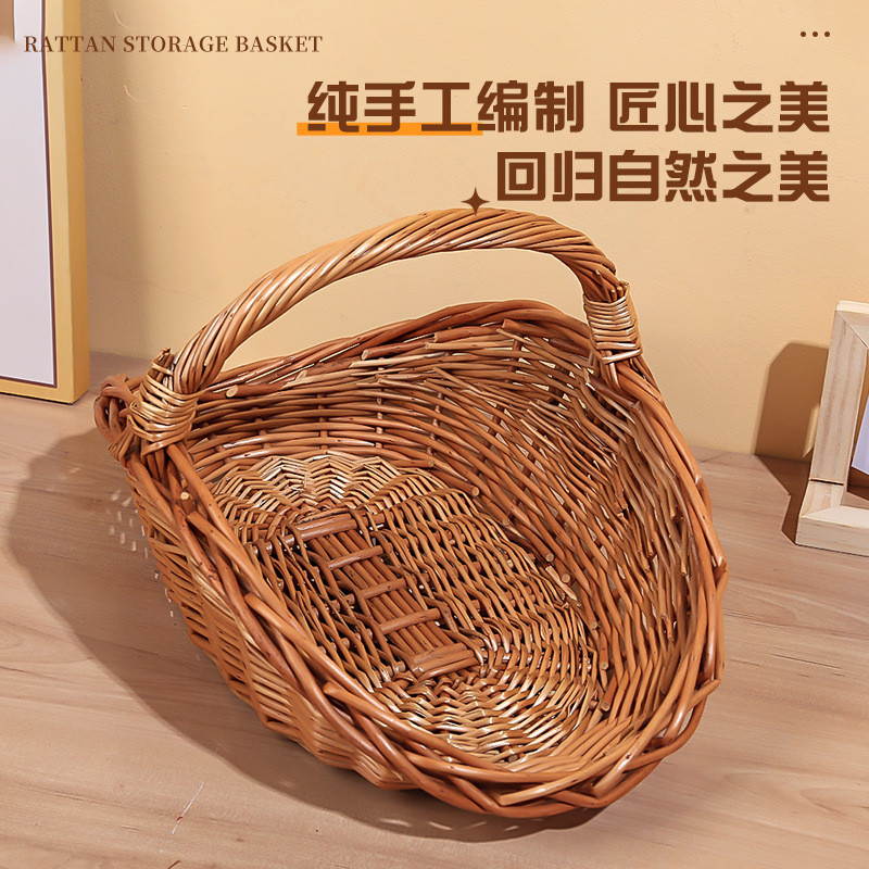 柳编小竹篮手提篮藤编收纳篮编织篮儿童采摘野餐篮迷你小篮子