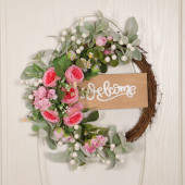 新款 饰品挂件仿真牡丹 仿真兔耳迎宾叶牌花环圣诞节日前门装