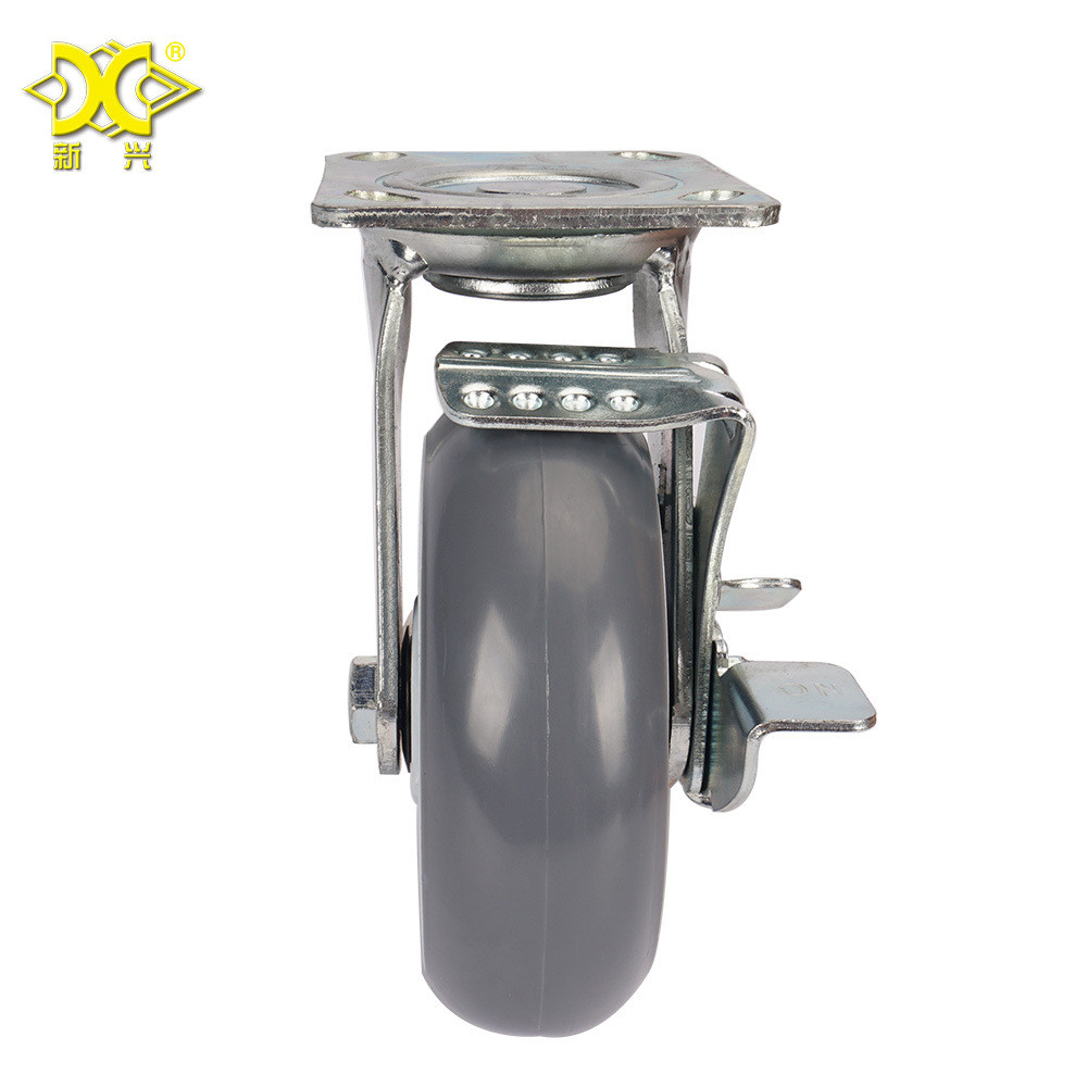 厂家直供重型6寸物流脚轮带刹车静音轮子房口车pvc手推车万向轮