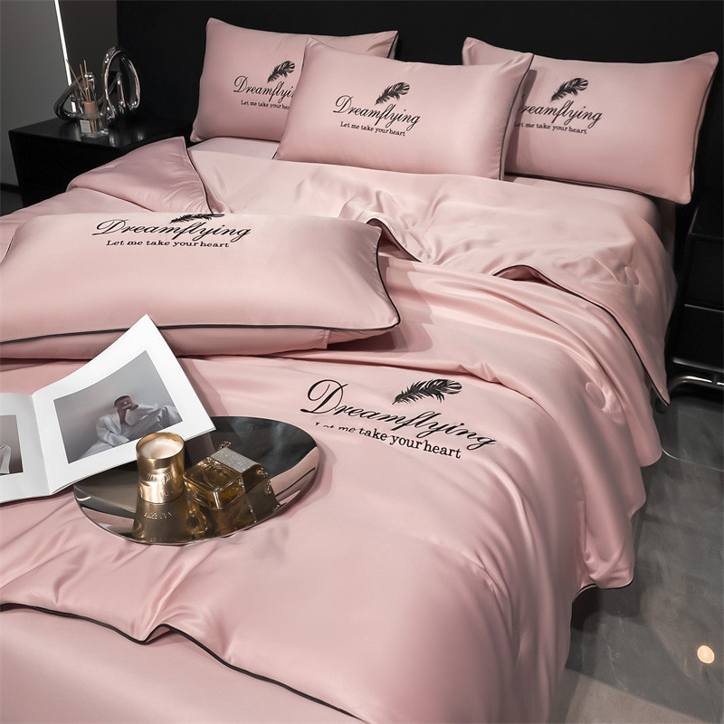 夏季水洗薄被子夏凉被四件套空调被可机洗夏被单双人冰丝礼品批发