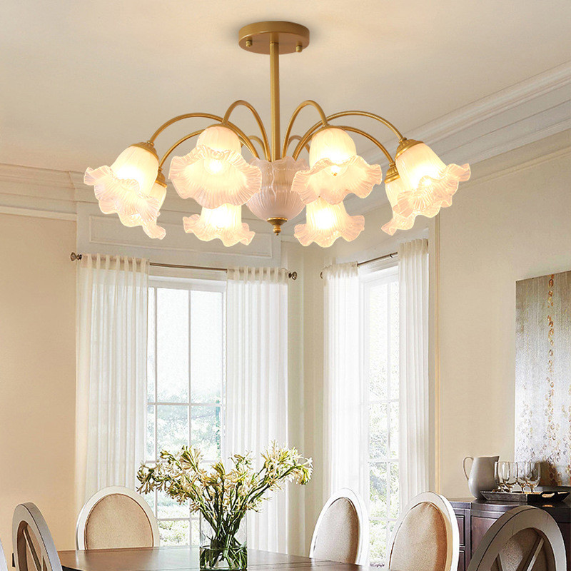 热销法式奶油风客厅吊灯吊灯家装网红温馨氛围全屋创意花朵吊灯餐