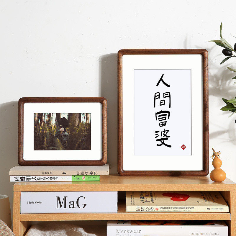 复古相框摆台8六6寸10实木桌面摆件相册书法框架七寸7洗照片榫卯