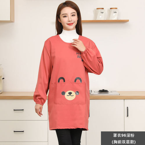j6da罩衣女简约韩版围裙长袖棉布家用厨房家务清洁防污工作服时尚