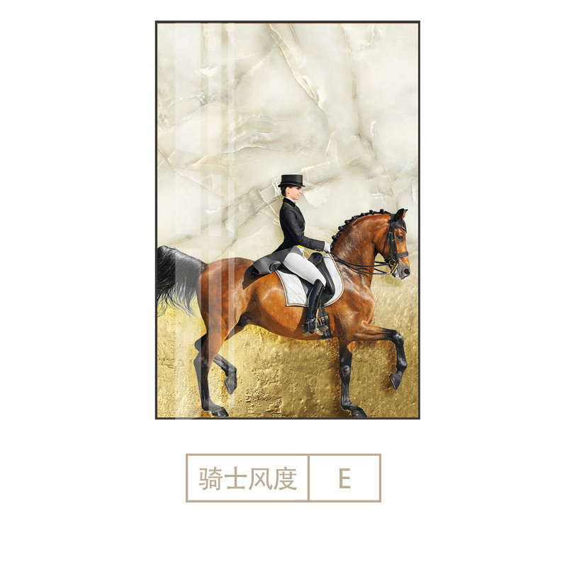 玄关挂画骑马客厅背景墙办公室书房创意装饰画ktv走廊商场轻奢壁