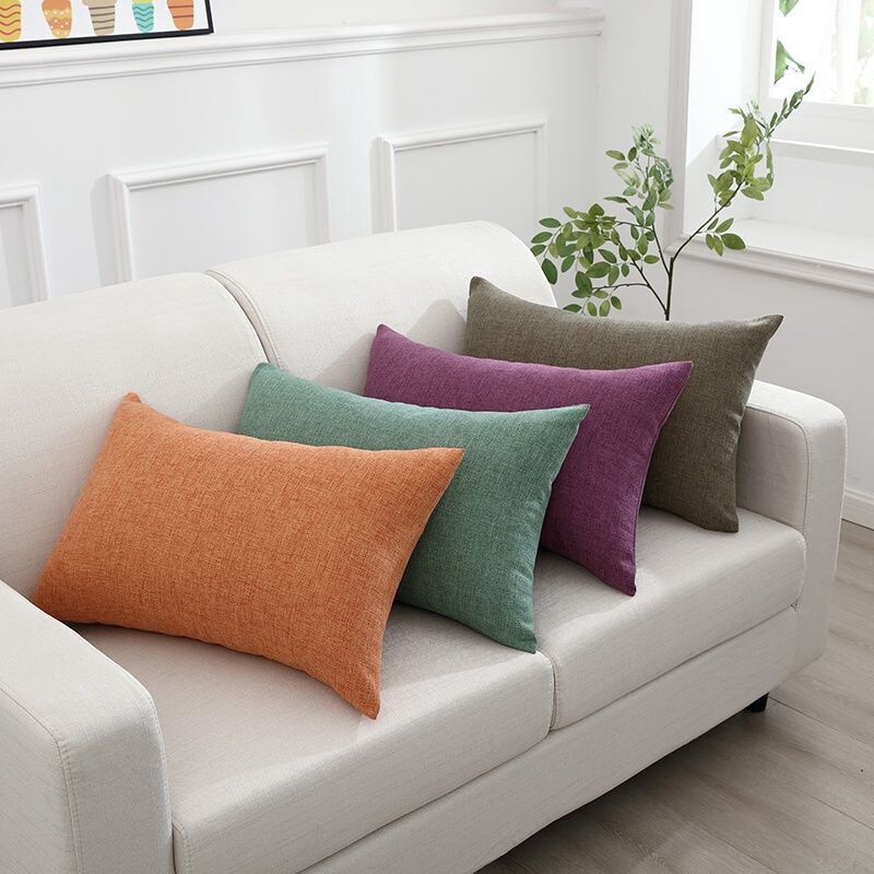 抱枕诧寂风纯色沙发靠背长方形靠枕腰靠垫含芯约抱枕套长方