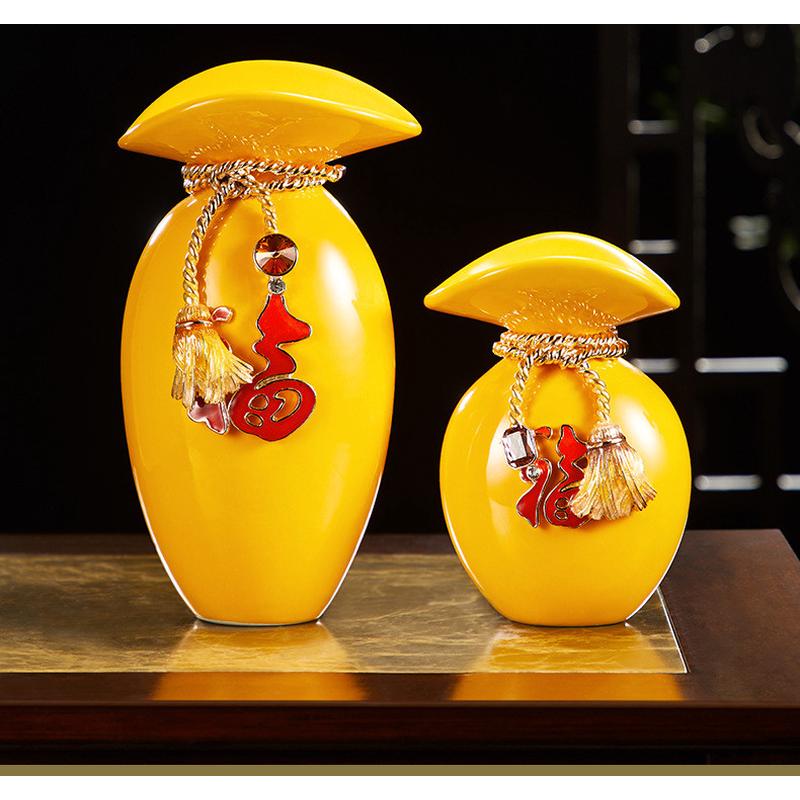 珐琅彩玻璃花瓶摆件家居玄关装饰品美式干花插花客厅奢华欧式花瓶