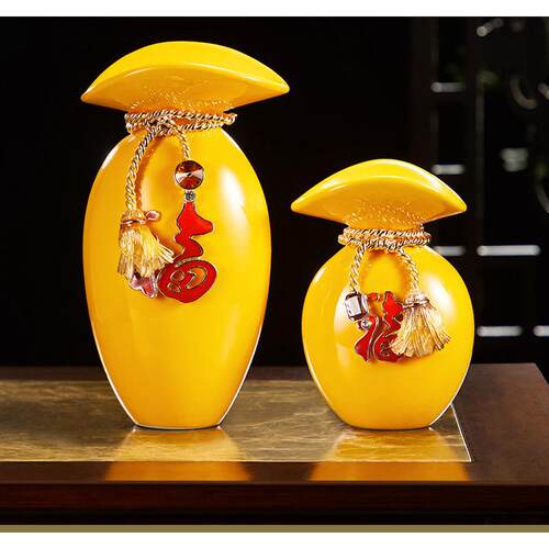 珐琅彩玻璃花瓶摆件客厅玄关干花插花美式装饰品家居奢华欧式花瓶
