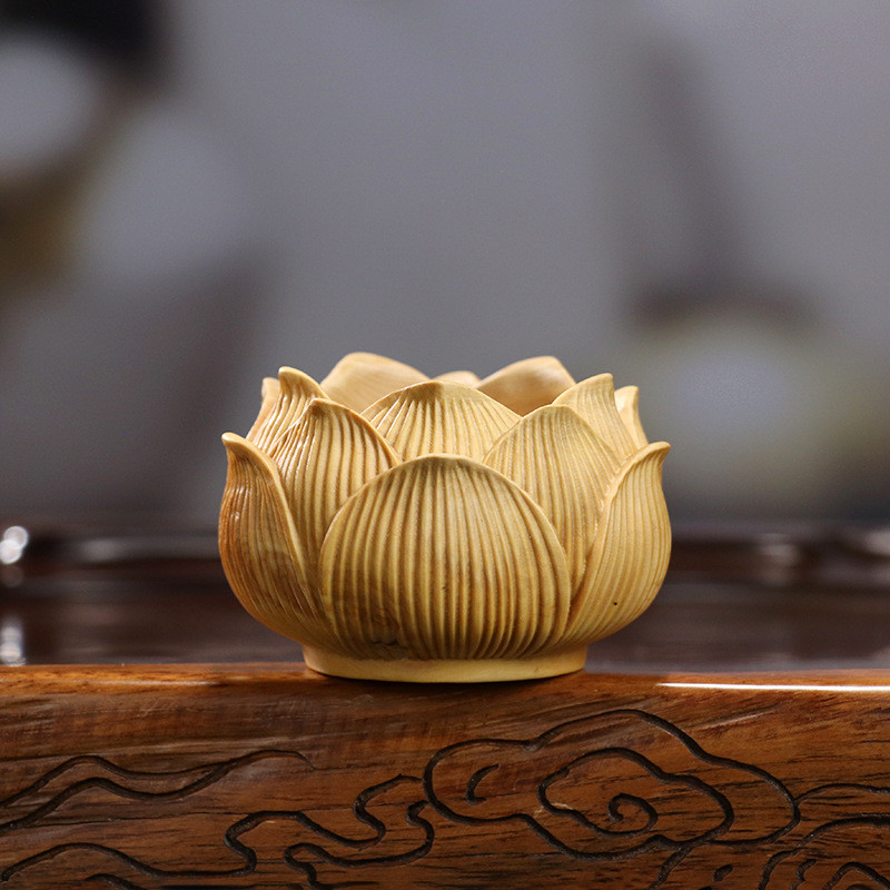 黄杨木雕中式莲花底座释迦牟尼手把件q版宝宝摆件家居饰品神像佛