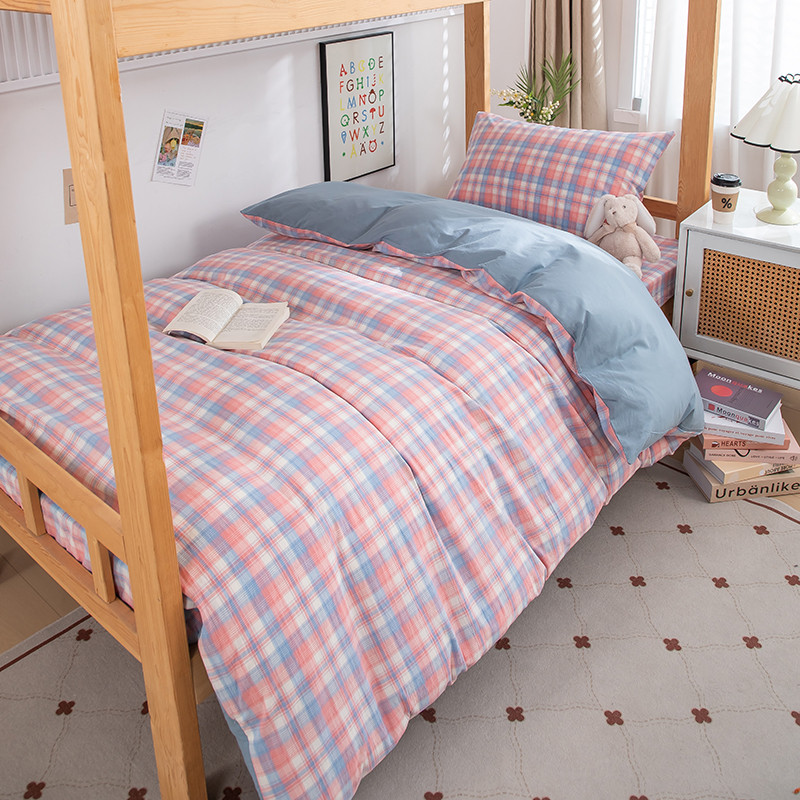 T5LP学生宿舍单人三件套男床上用品棉床垫套被罩枕套三件套女