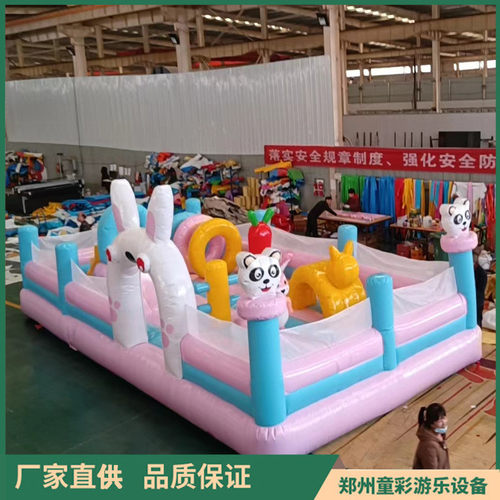 游乐场口外单小型充气城堡蹦床滑梯儿童乐园出赶会用