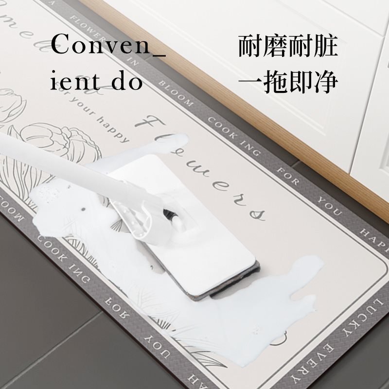 家用厨房加厚皮革免洗可擦PVC垫子长条地垫防滑防油防水耐脏脚垫