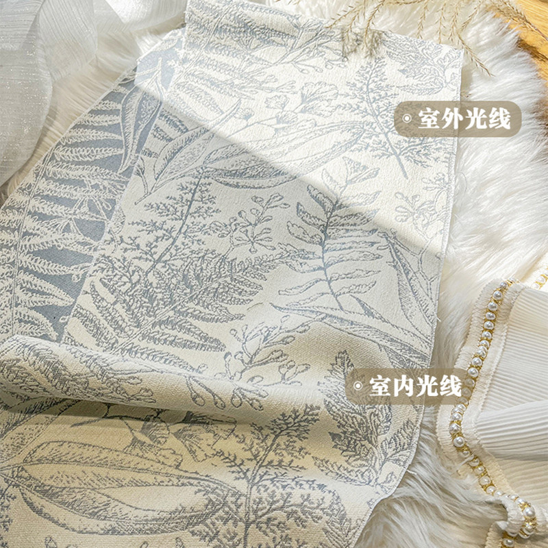 26x8暗美式田园风 现代简约纹枝叶色织提花雪尼尔窗帘卧室 定