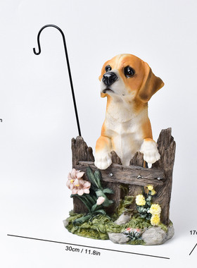 新款仿真吊篮花盆小狗树脂工艺品摆件户外花园院子园林装饰品