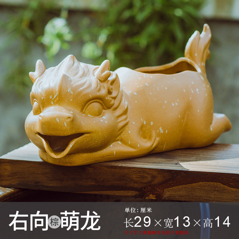 绿植陶瓷龙口花瓶流水摆件鱼缸装饰出水口循环小瀑布简约沼泽过滤