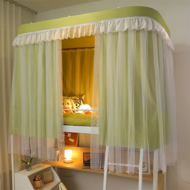 新款遮光床帘学生宿舍u型轨道蚊帐加厚加密寝室上下铺单人0.9m1.0