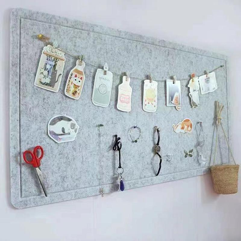 现货供应作品墙贴展示板彩色v型幼儿园自粘毛毡照片墙毛毡留言板