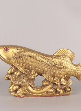 杨铜记 年年有余 桌面金属工艺品摆件厂家热销 铜金龙鱼