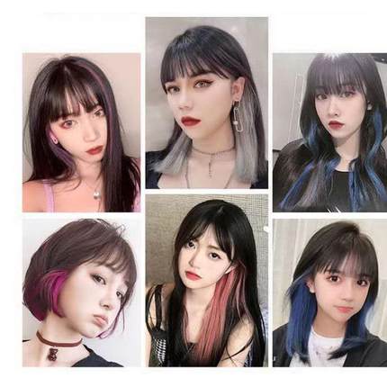 自己接真发女8d接发彩色无痕直发片挑染彩色真发弹力扣假发接发束