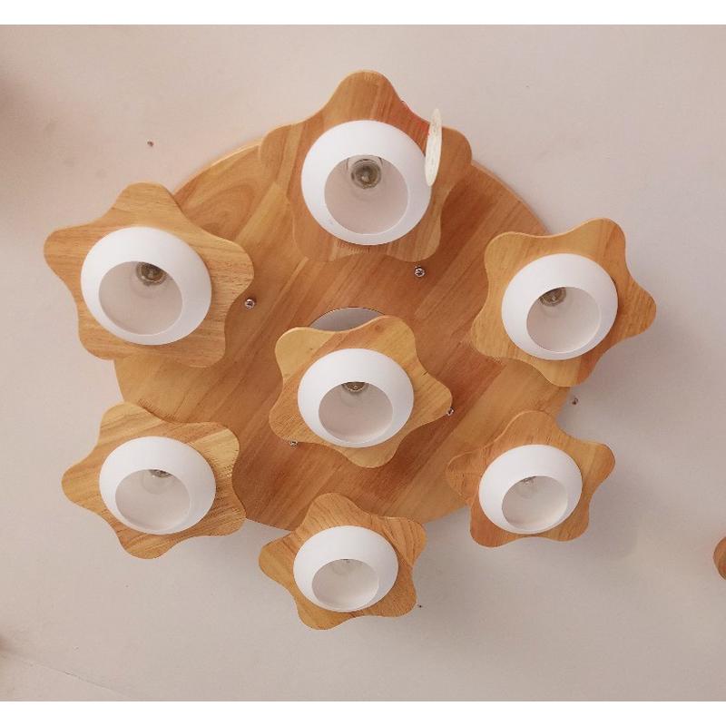 日式原木色玻璃灯具北欧阳台过道儿童房木艺榻榻米吸顶客厅吸顶灯