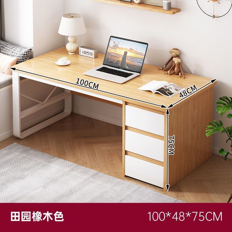 双人电脑桌家用台式一体金属长条桌子卧室简约书桌办公桌工作台