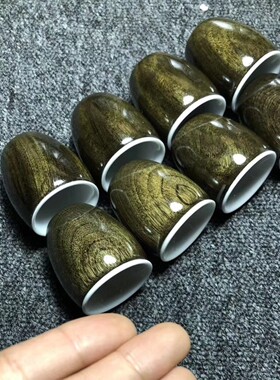 四川金丝楠木千年阴沉木家居酒杯陶瓷茶杯创意礼品8个装工艺茶具
