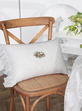 a6l法式蕾丝抱枕全棉白色ins抱枕方枕腰枕美式卧室沙发靠垫靠枕