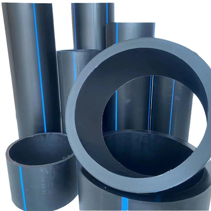 400纯黑色实地下管市政塑料聚乙烯主路壁实壁拖拉管