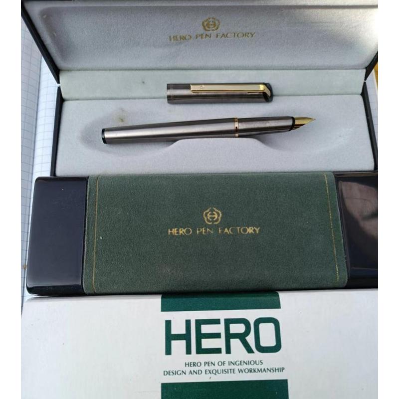 老款英雄60周年纪念钢笔产特细镀钛金属钢笔铱金笔送2.6旋转吸墨