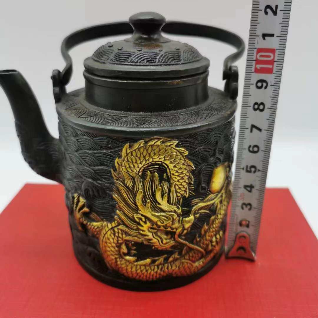 壶批发流金铜龙古董古玩乡下收怀旧客厅复古工艺纯铜加厚老物件