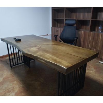 北欧实木办公桌现代简约loft工业风桌单人经理老板桌电脑桌总裁桌