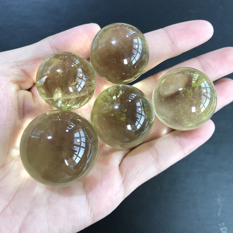 天然黄水晶水晶球晶体干净黄水晶小球摆件打磨球