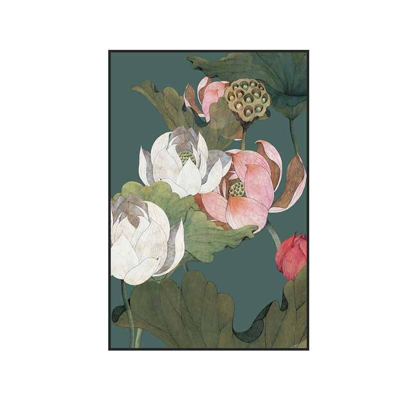 现代挂画禅意荷花客厅装饰画样板间背景墙玄关壁画走廊过道新中式图片