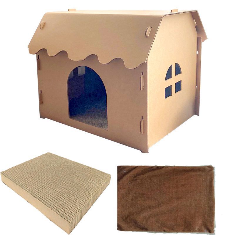 瓦楞纸猫窝爬猫屋双层宠物猫产房子猫别墅城堡猫特大号抓板四季用