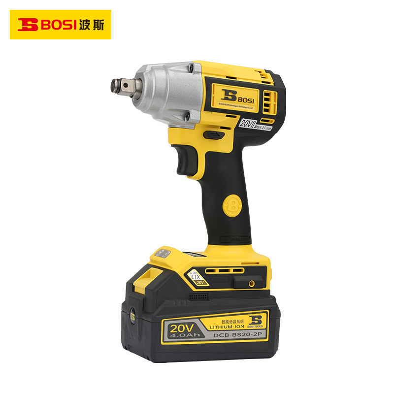 波斯20V4.0Ah智能语音无刷冲击锂电扳手大扭力木工架子工BS660180