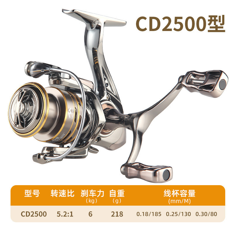 皓双微物路亚纺车轮全金属线杯顿摇臂斜口远投渔轮无间隙鱼轮批发