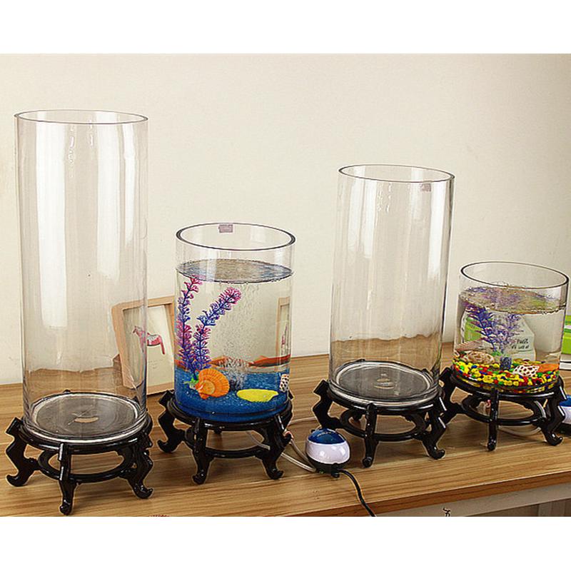 超白缸金鱼缸圆形办公桌生态创意水族箱生态透明家用水培玻璃鱼缸