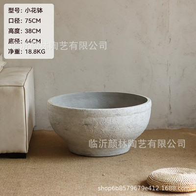 钵白水泥大花复古北欧简约大花盆酒店别墅园林景观绿植盆镁泥花盆