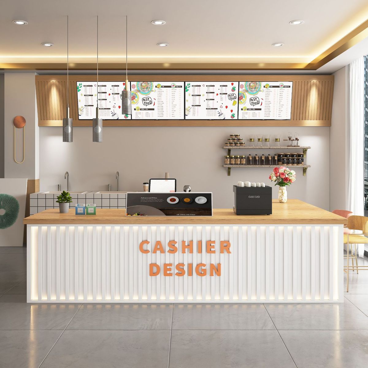 台网奶茶店收银台咖啡馆接待台桌超市柜简约现代咖前台桌酒吧吧台