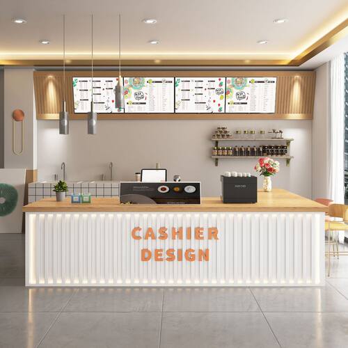 台网奶茶店收银台咖啡馆接待台桌超市柜简约现代咖前台桌酒吧吧台