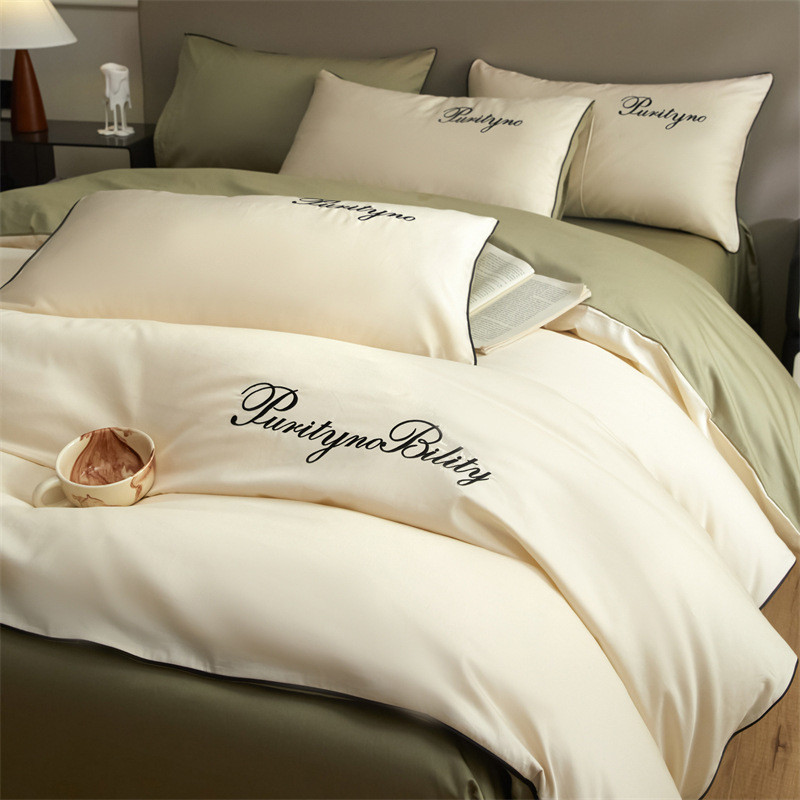 新款被罩被套单件60支莱赛尔长绒棉宿室家用纯色刺绣床上用品批发