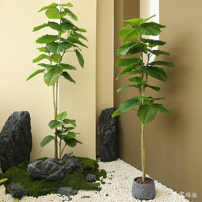 仿真绿植新款心叶榕北欧简约室内家居装饰轻奢酒店大堂造景摆件